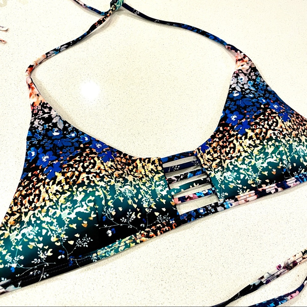 Rachel Roy Floral Rainbow Bikini Top with Tassels!